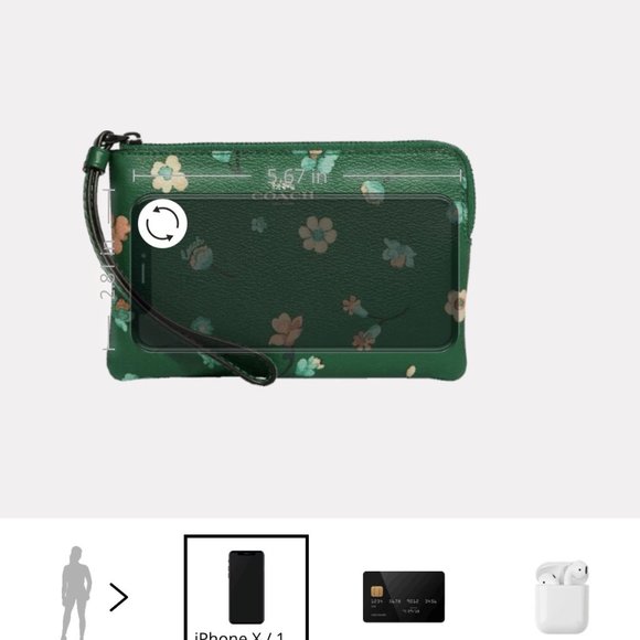 Coach Women's Canvas Mystical Floral Print Corner Zip Wristlet NWT Green Floral - Picture 10 of 10